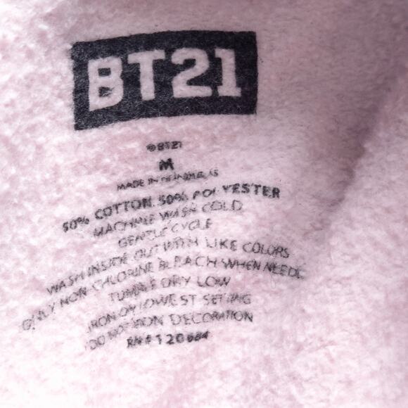 BT21 Hoodie Pink Kawaii Size M Kidcore Pastel Cutecore Barbiecore - Picture 5 of 5